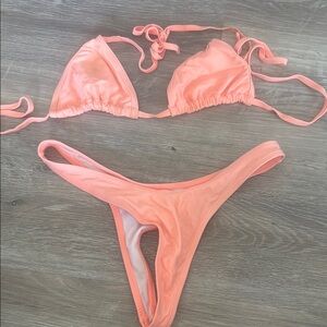 Peach Triangle Bikini Set
